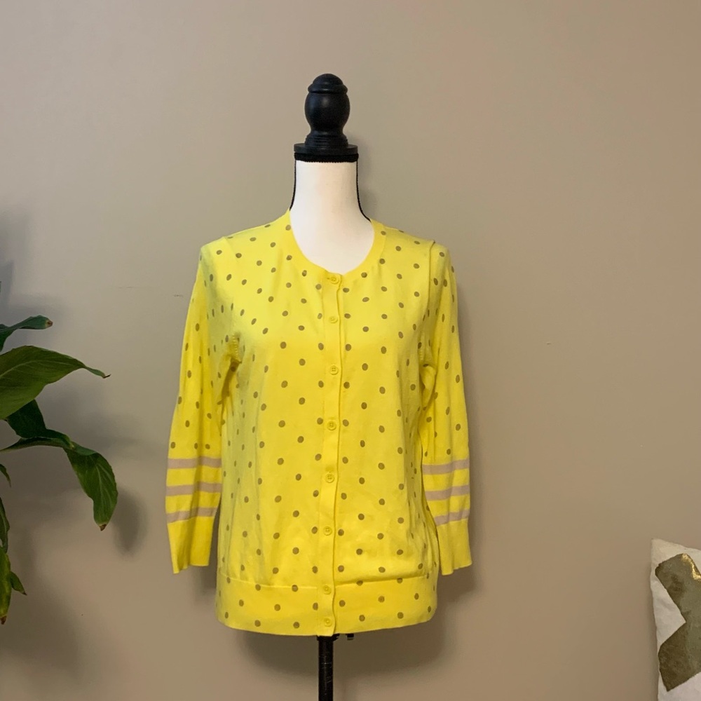 D O N A T E D 
LOFT Lemon Polka Dot Sweater sz medium EUC B63